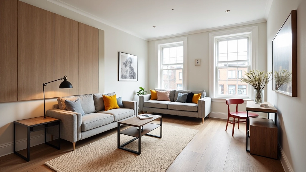 Small London flat studio with multi-functional zones and bright lighting