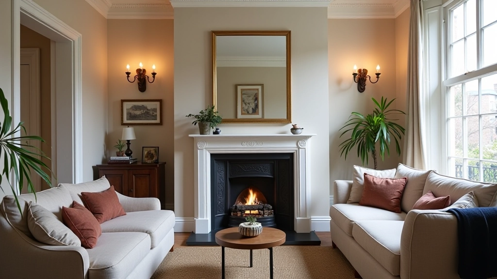 Elegantly styled Victorian terrace living room with original period features