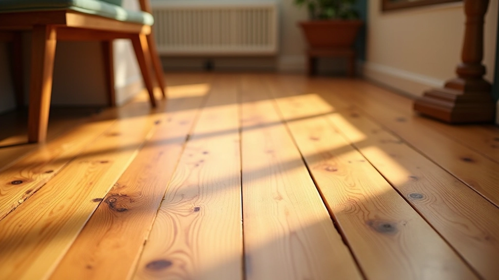 Close-up of restored hardwood flooring with original timber grain visible, warm honey tones