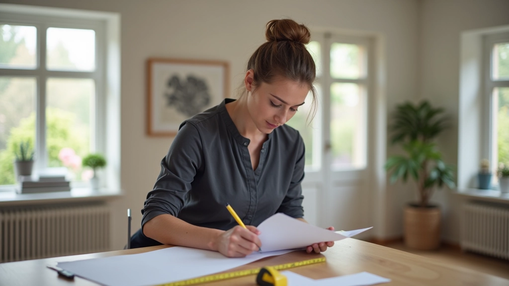 Interior designer measuring and documenting room dimensions