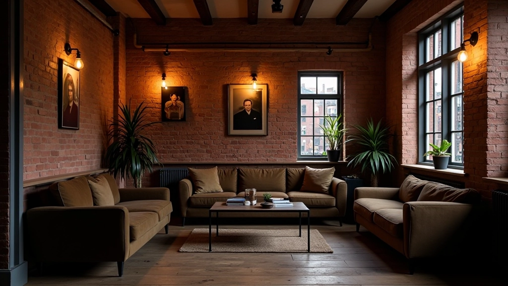Heritage-inspired Manchester home with original brick walls, period furniture, and warm neutral palette